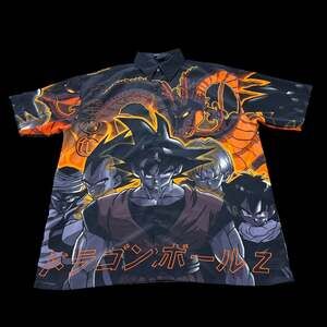 Vintage 2001 Dragon Ball Z Goku All Over Print Button Up Shirt